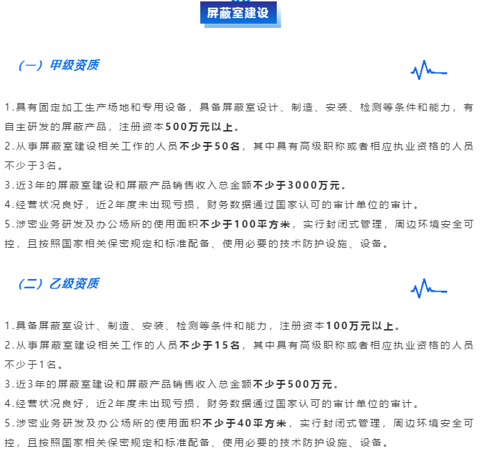 涉密資質(zhì)【屏蔽室建設(shè)】申報需滿足這幾個要求！
